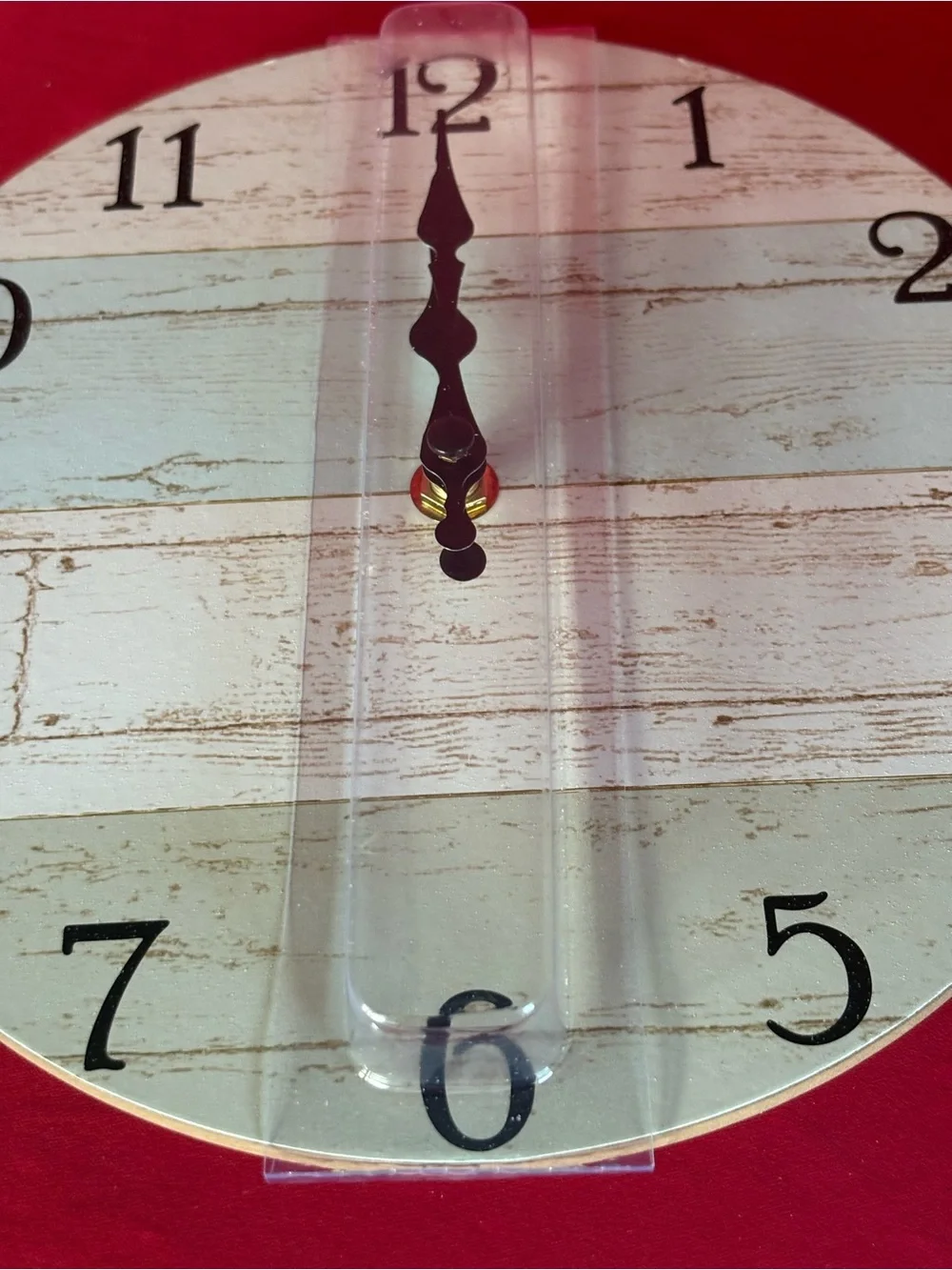 Rustic White Wood-Style Wall Clock with Black Hands